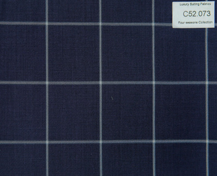 C52.073 Kevinlli Four Season Colletion - Vải 50% Wool - Xanh navy Caro trắng